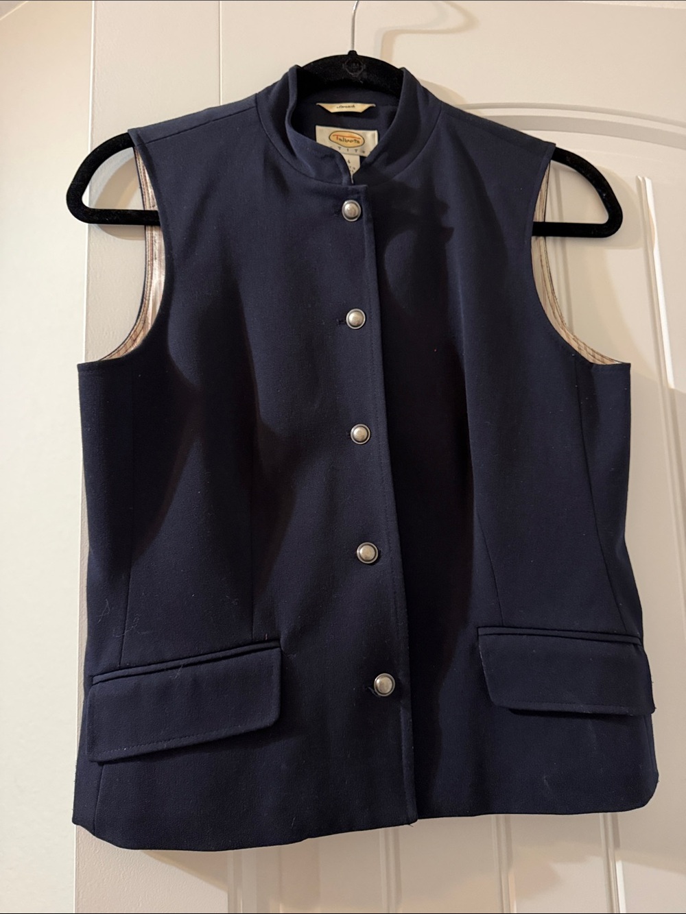 Talbots Navy Button Front Vest